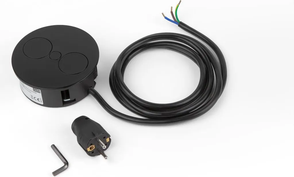 Solution Prise Escamotable TWIST Noir USB pour Plan de Travail avec 2m - 4