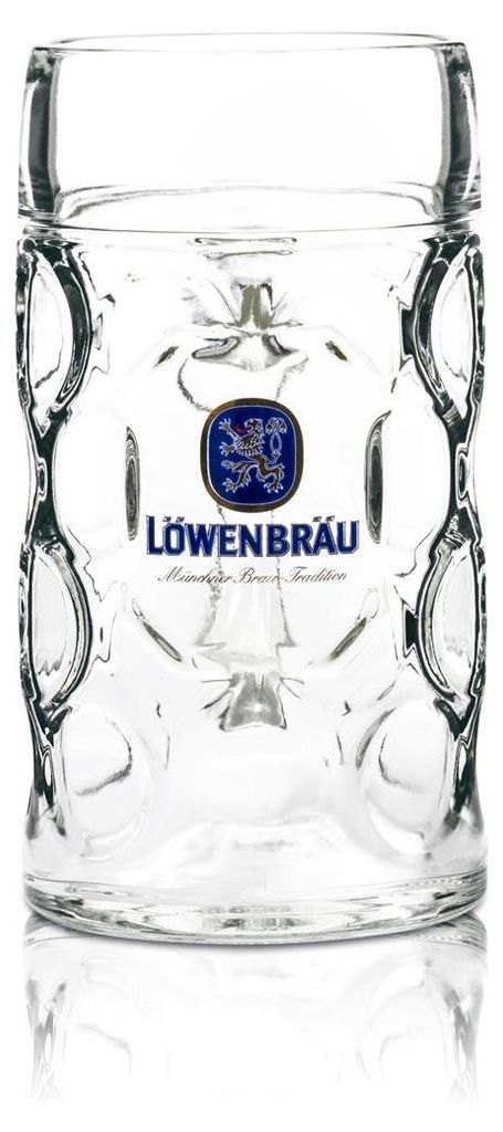 Löwenbräu Maßkrug Bierkrug 1L Konturglas Henkelglas Humpen Produktbild 