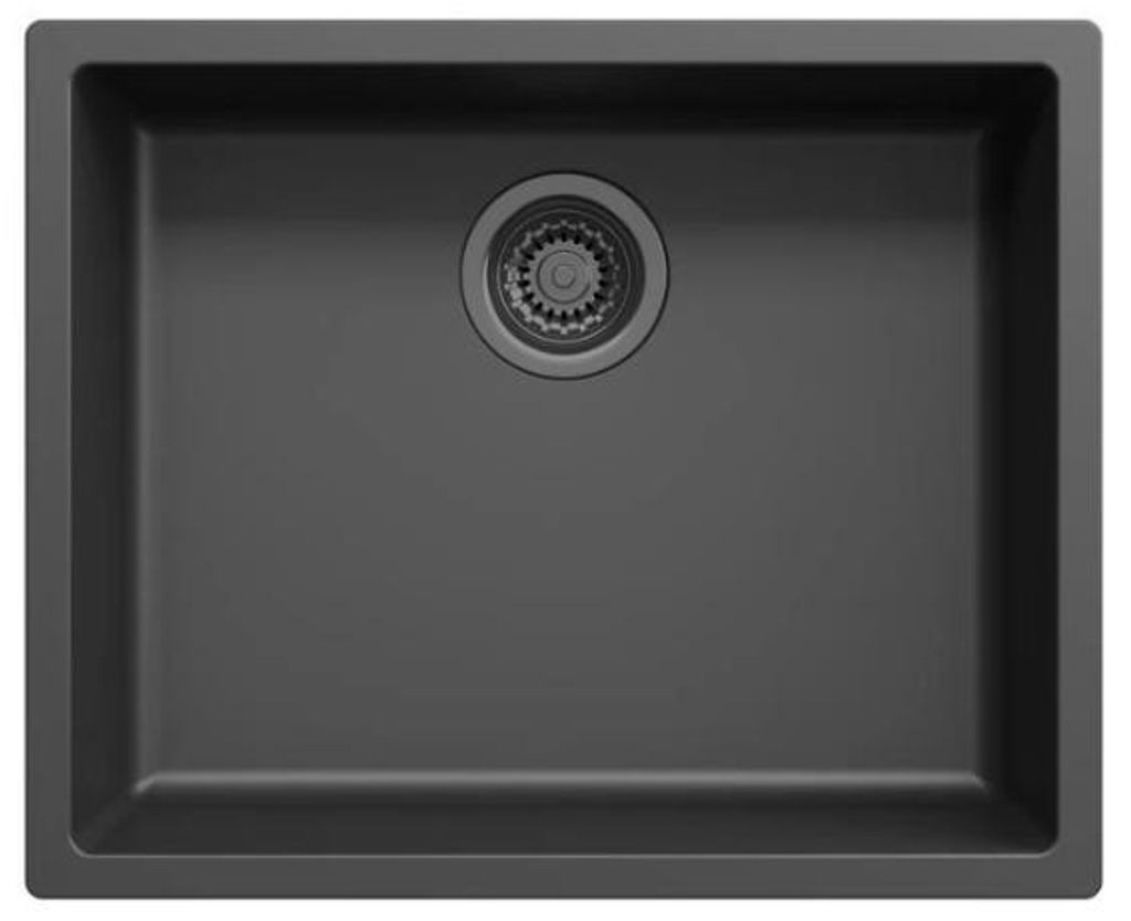 Schwarze Spülbecken 50 x 40 cm, Unterbau- und Aufsatzmodell, mit Abflussstopfen in Gunmetal 1208968038