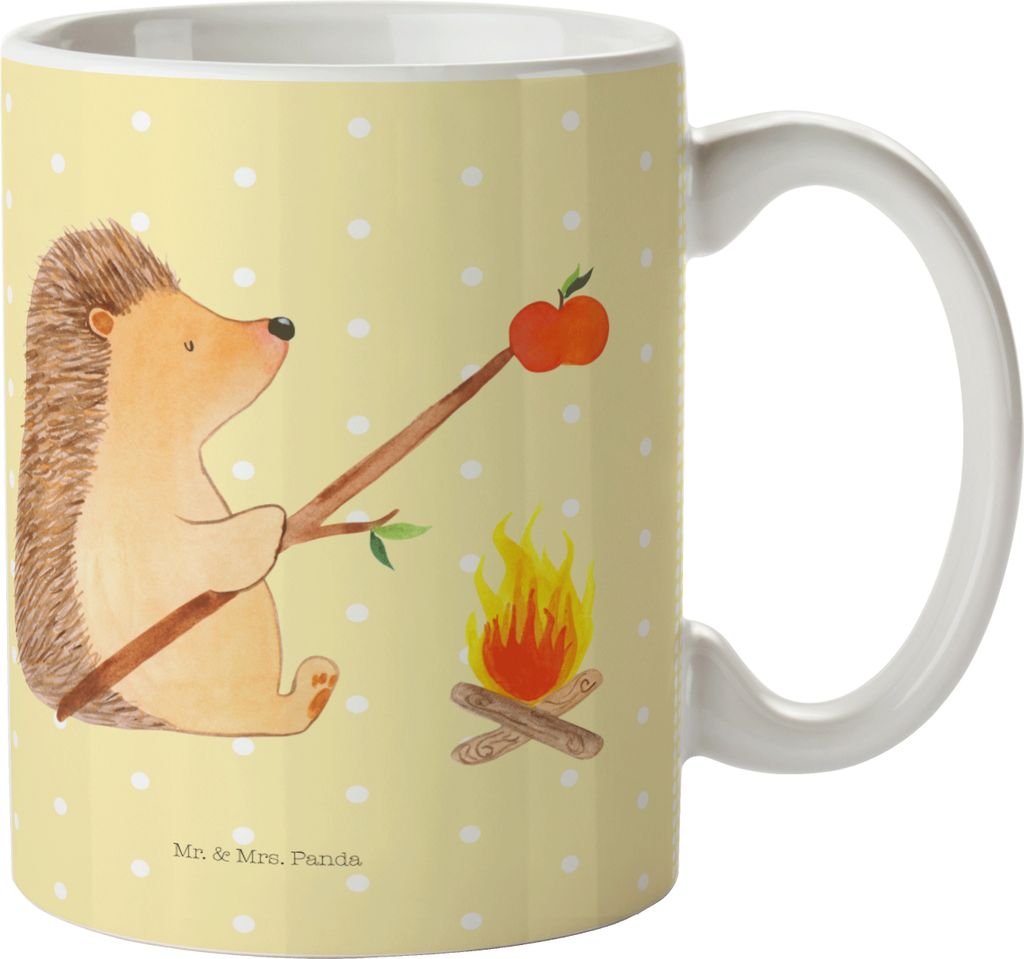 Mr. & Mrs. Panda Pott Igel Grillen - Gelb Pastell - Geschenk, Camping Tasse, Spruch, Kinderbecher, Ziele, Lustige Sprüche, Motivation, Kunststoffb...