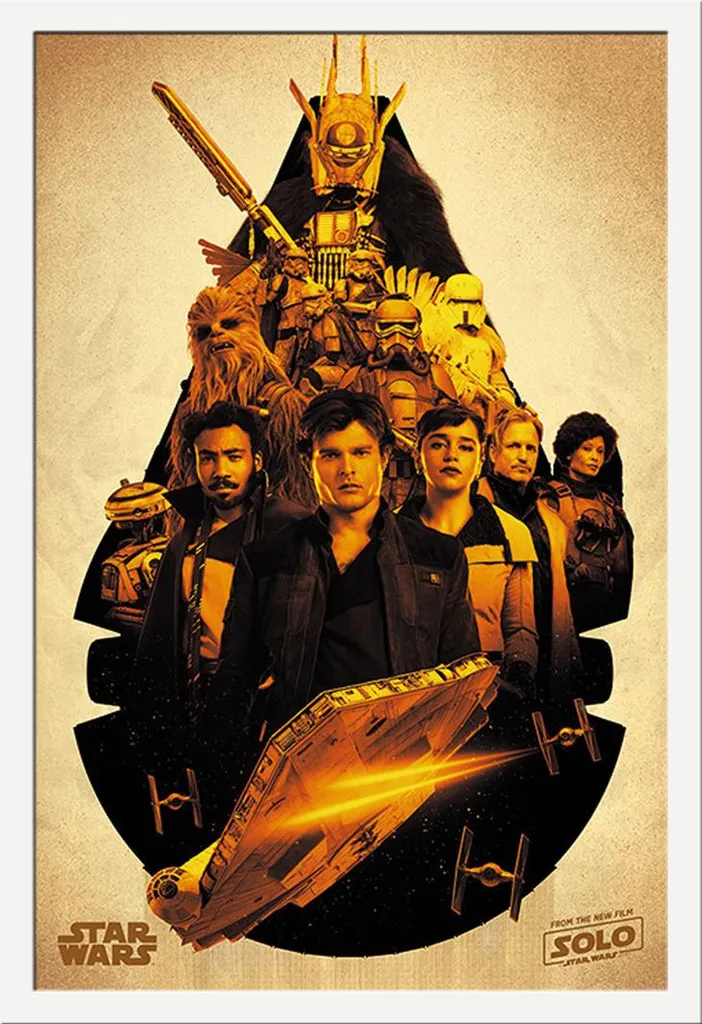 Poster Solo A Star Wars Story Millennium Falcon avec Cadre Blanc MDF