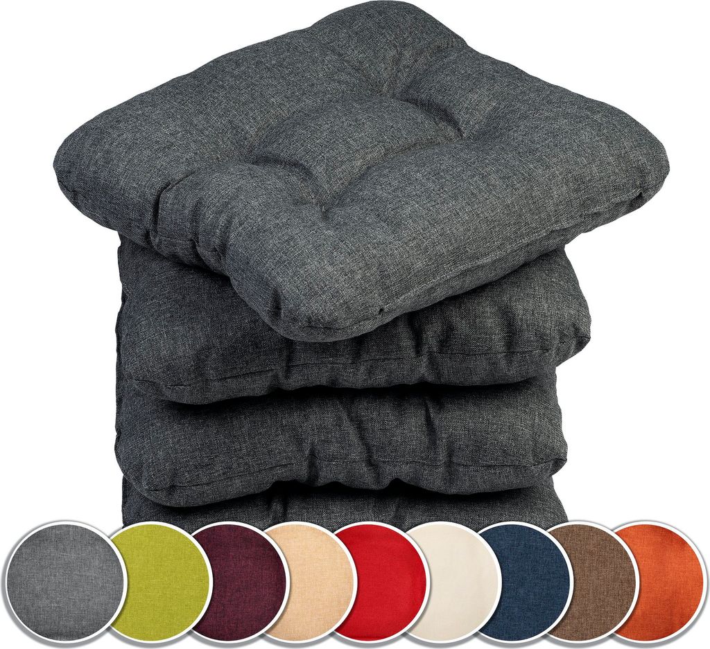 Sunnypillow 4er Set Stuhlkissen 40x40 cm Bequeme 8cm Polsterauflage Auflage für Stühle / Bänke in Haus und Garten Sitzkissen Sitzauflage Gartenk...