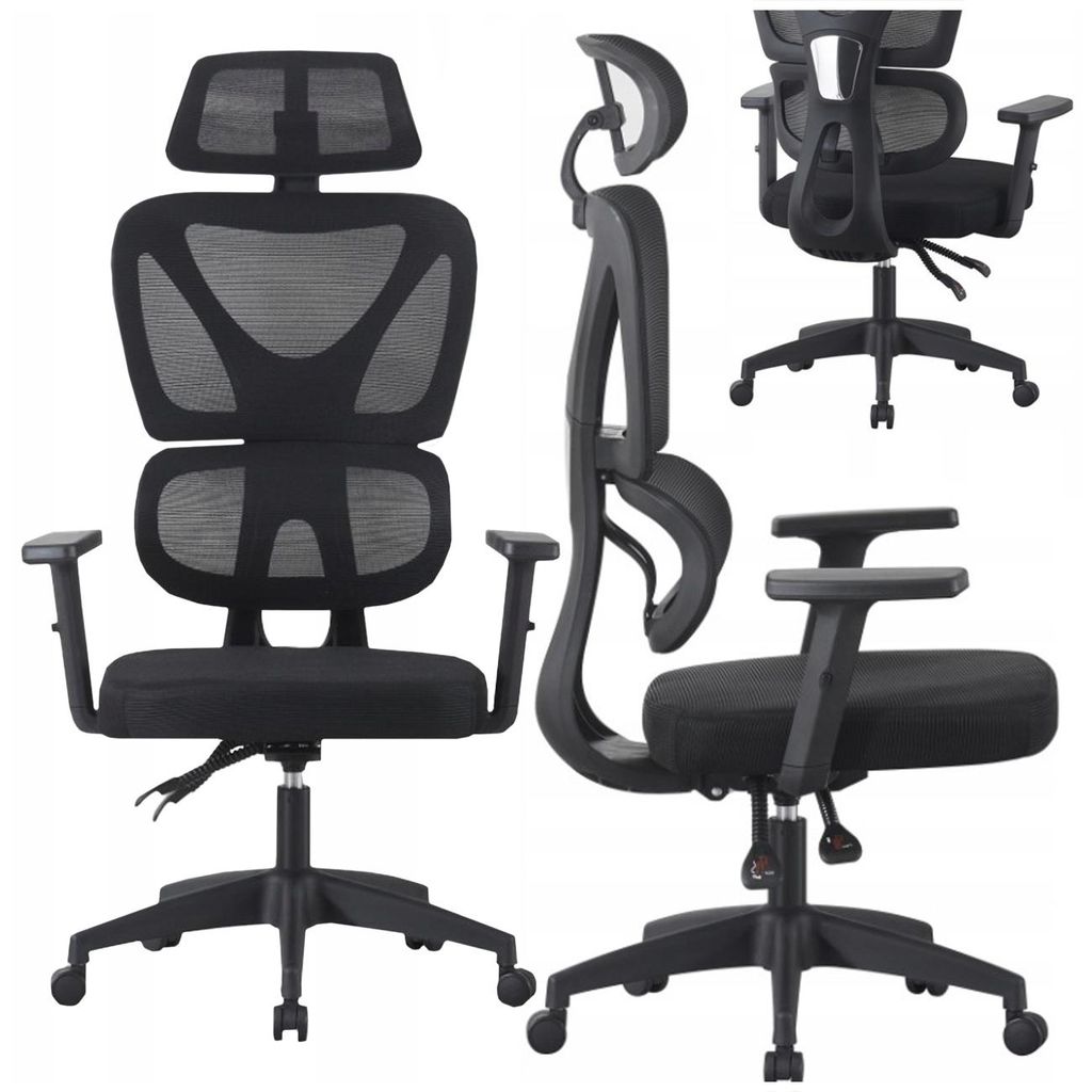 Bürodrehstuhl für Gaming, Arbeitsstuhl MS01B, schwarzer Sessel