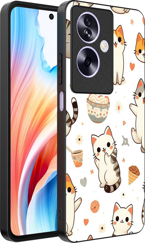 Smartphonica Handytasche Passend für Oppo A2 - Oppo A79 mit Katzenaufdruck - TPU Rückendeckung Fall Katze Design