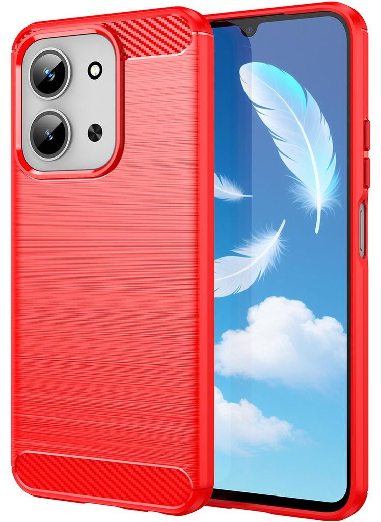 Hülle für Xiaomi Poco C85/Redmi 15C 5G/4G, Carbon-Faser TPU Silikon Stoßfest Schutzhülle Rot