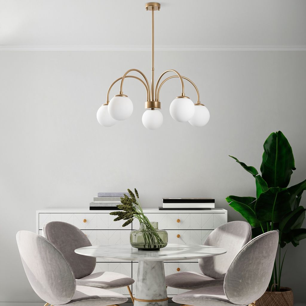 Opviq, Sferýs - 13936, Kronleuchter, Gold, METALLKÖRPER, 70 x 70 x 60 - 80 cm