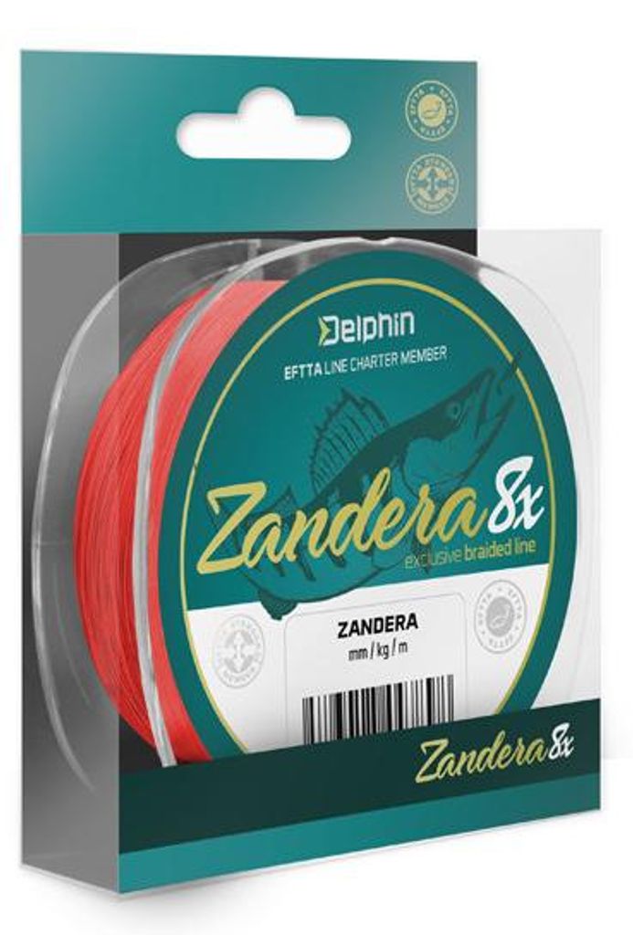 DELPHIN ZANDERA 8, 150m, 0,1mm, 6.9kg / 15,21lbs, rot, 8-fach Geflochtene Schnüre, 101003034
