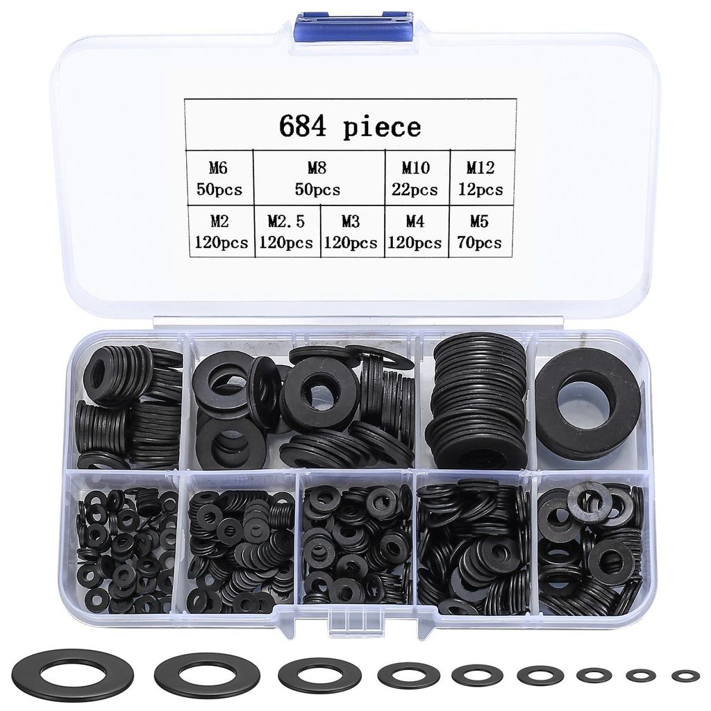 684-teiliger Unterlegscheibensatz, Edelstahl-Unterlegscheiben für Türscharniere, Flachscheiben, Sicherungsringsatz, Metallringe M2 M2,5 M3 M4 M5 ...