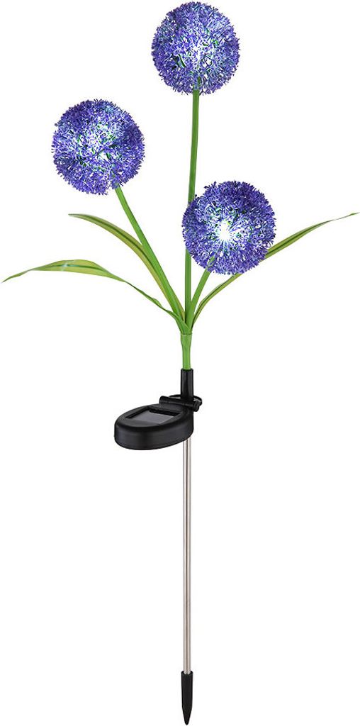 LED Solarleuchte, Pusteblume lila, Edelstahl, H 75 cm
