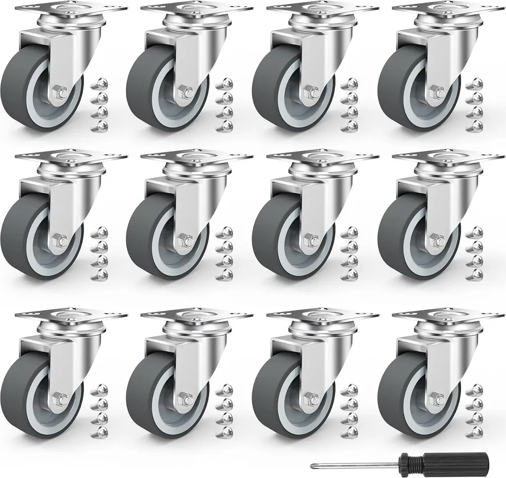 Roulettes de Transport pour Chariot et Mobilier Lourd 50mm Lot de 12