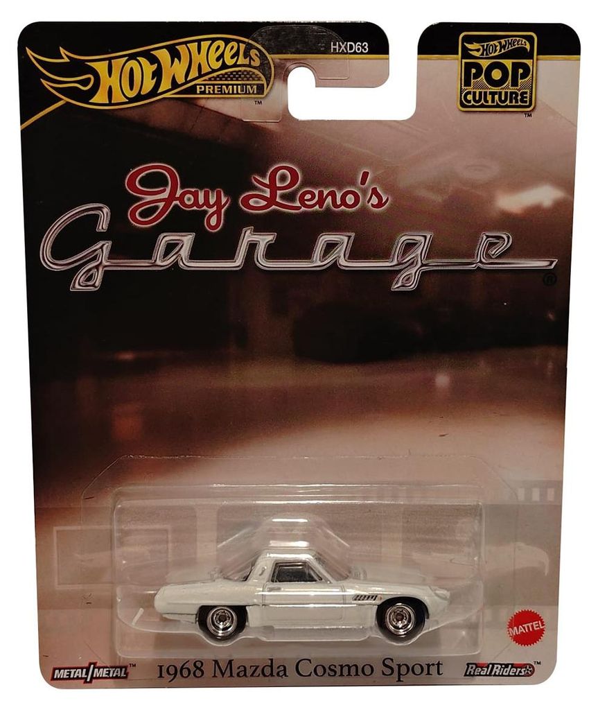 Hot Wheels Premium 1968 Mazda Cosmo Sport – Jay Leno’s Garage Die-Cast Model Car 1:64 with Real Riders & Metal Body