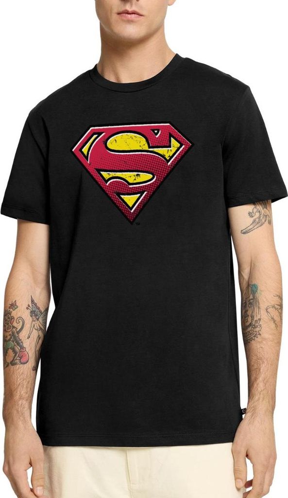 Spreadshirt DC Comics Superman Logo Used Look Punkte Style Männer Premium T-Shirt, L, Schwarz