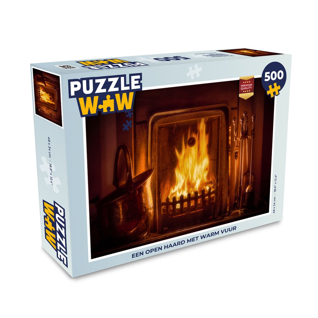 MuchoWow Puzzle 500 Teile Ein Kamin mit einem warmen Feuer - 500 Teile - Kinder - Selberbauen - Puzzlespiele