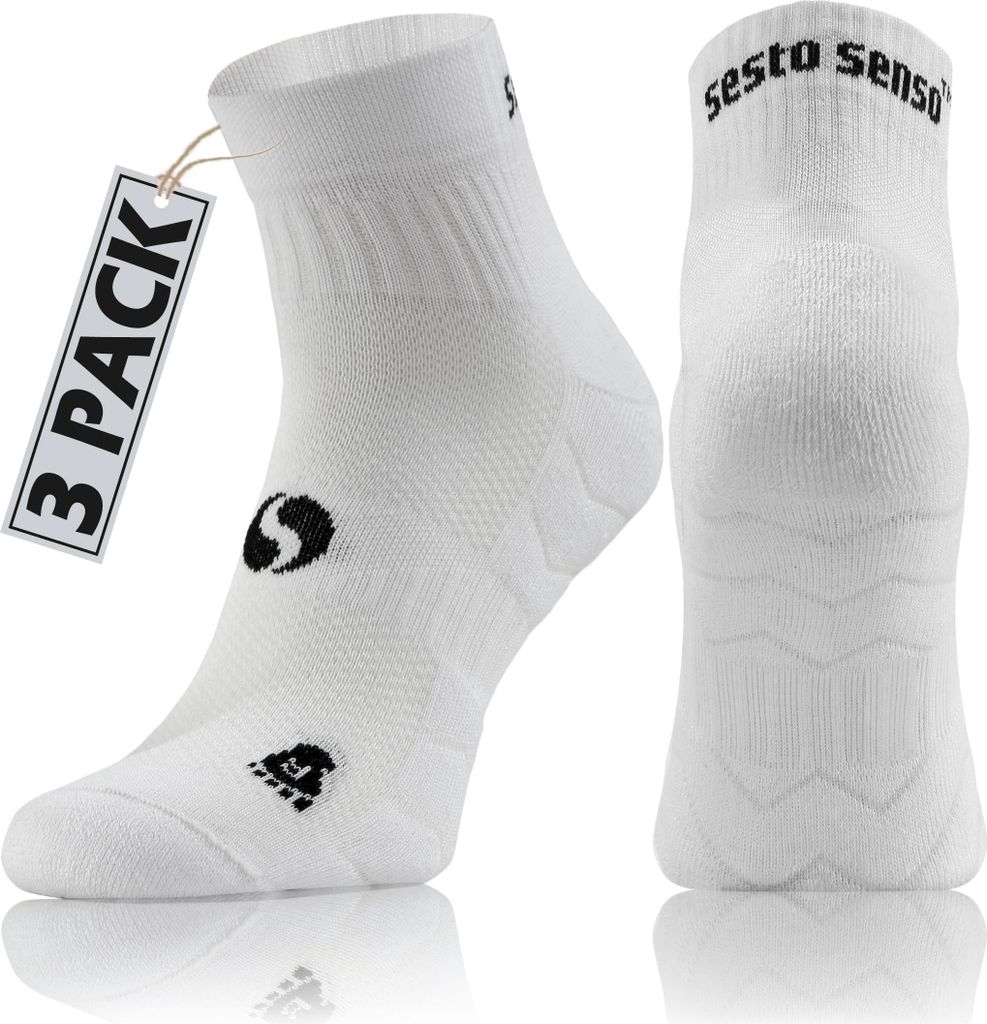 Sesto Senso Sportsocken – Bequeme, atmungsaktive Socken – Unisex für Damen und Herren, Größe 35-38, Weiß, 3er Pack