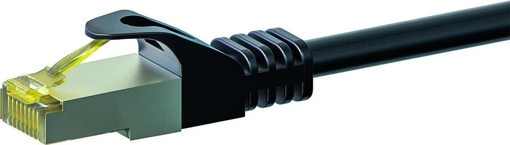 RJ45 Netzwerkkabel S/FTP (PiMF), mit CAT 7 Rohkabel, Schwarz, 5m