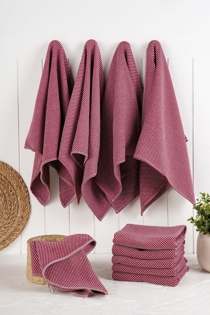 Hermia Concept, Eloise - Claret Red, Küchenhandtuch-Set (10-teilig), 90 % BAUMWOLLE / 10 % POLYESTER, Weinrot, 43 x 76 x 3 cm