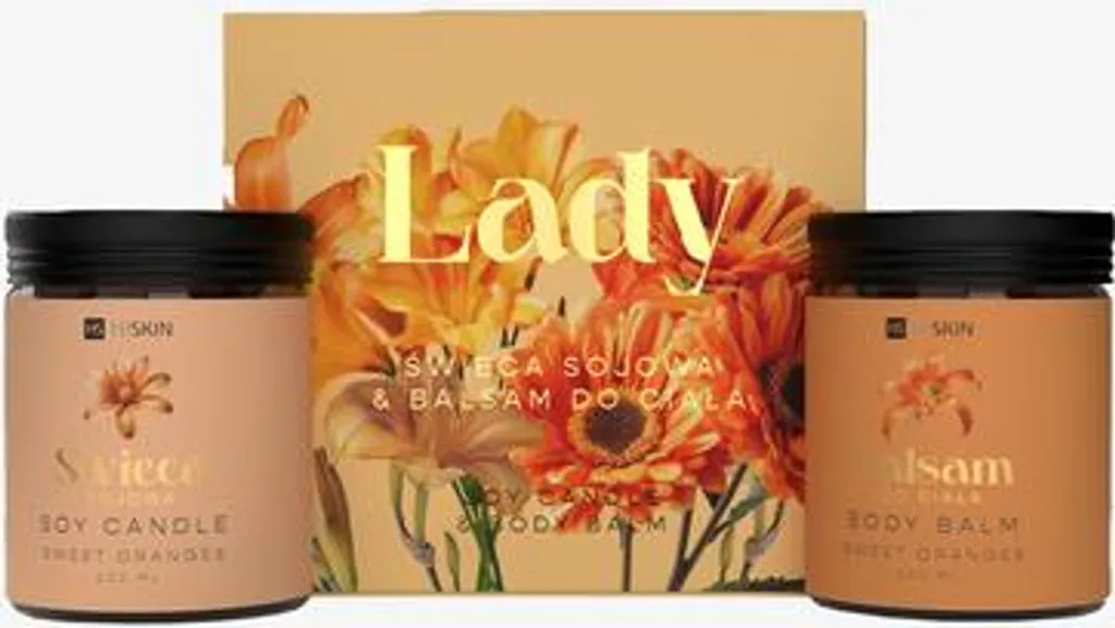 Coffret Cadeau Beauté et Bougie Parfumée à l'Orange Douce HISKIN 400ml
