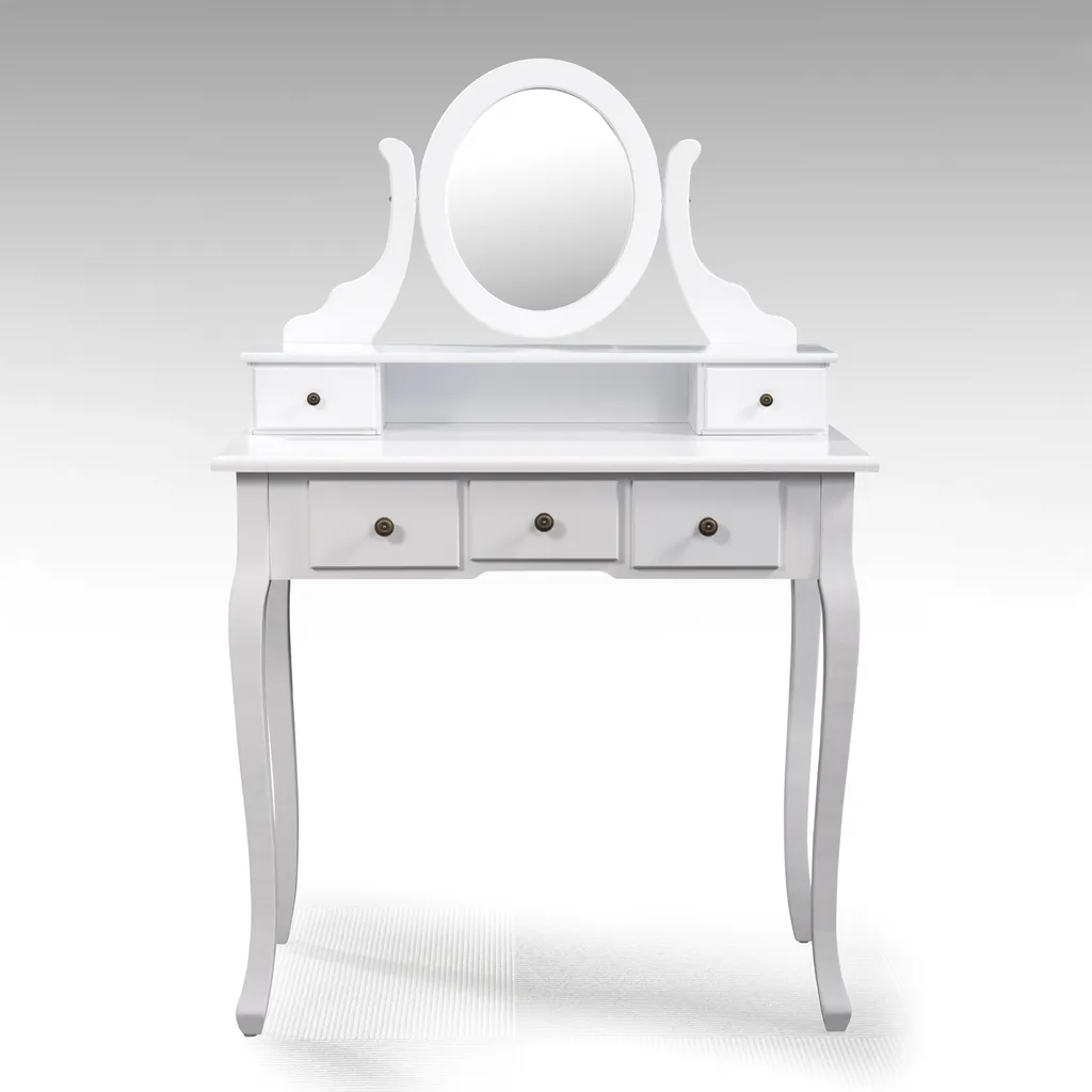Coiffeuse avec miroir STELLA blanc design moderne pour chambre adulte