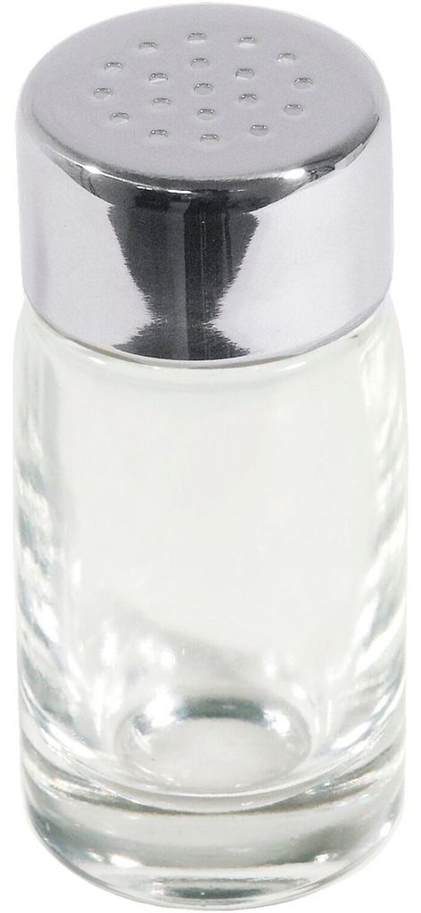 Menage Salz/Pfeffer, Gestell aus Edelstahl, schwere Glaseinsätze, 11 x 6 x 14 cm : Salzstreuer mit Kappe Variante: Salzstreuer mit Kappe