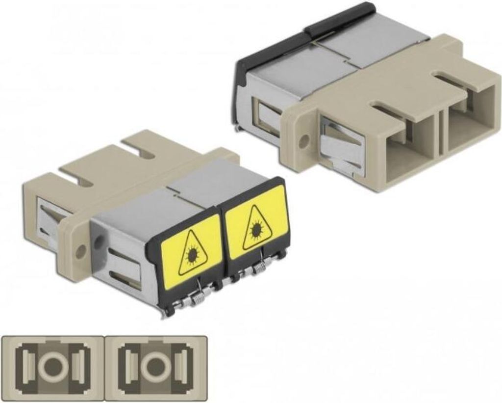 LWL Kupplung SC Duplex Multimode mit Laserschutzklappe, beige