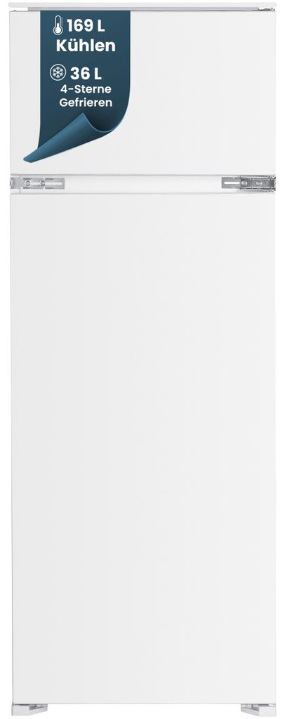 homeX CFB2051E Einbaukühlschrank mit Gefrierfach, Einbau Kühl Gefrierkombination, 145cm Nische - 205 Liter, Schlepptür
