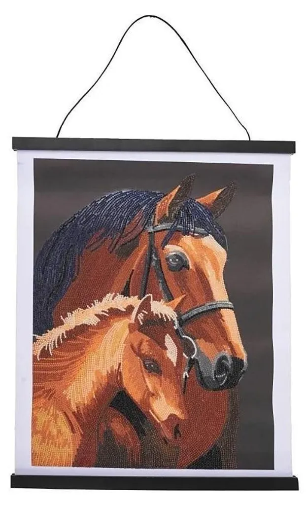 Kit Créatif Cheval Crystal Art - Parchemin Mural avec Strass Brillants Facile