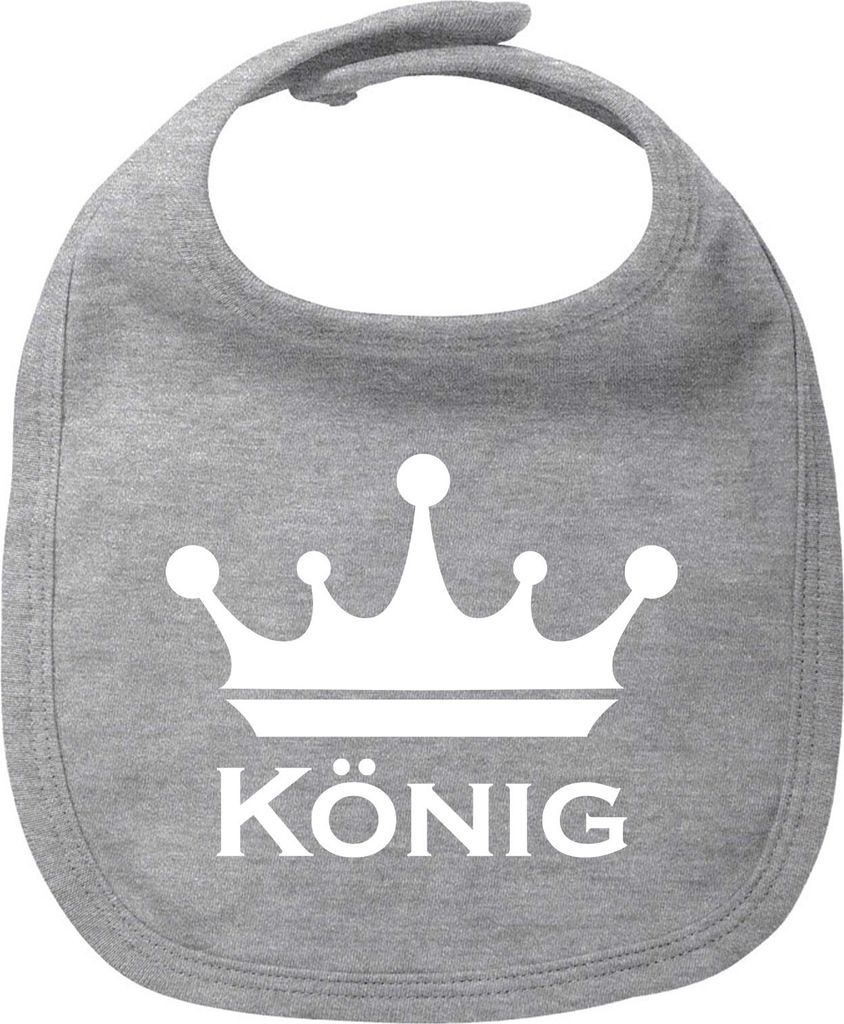 Huuraa Baby Lätzchen König Schützenkönig Heather Grey Klettverschluss Baumwolle Latz Geschenkidee
