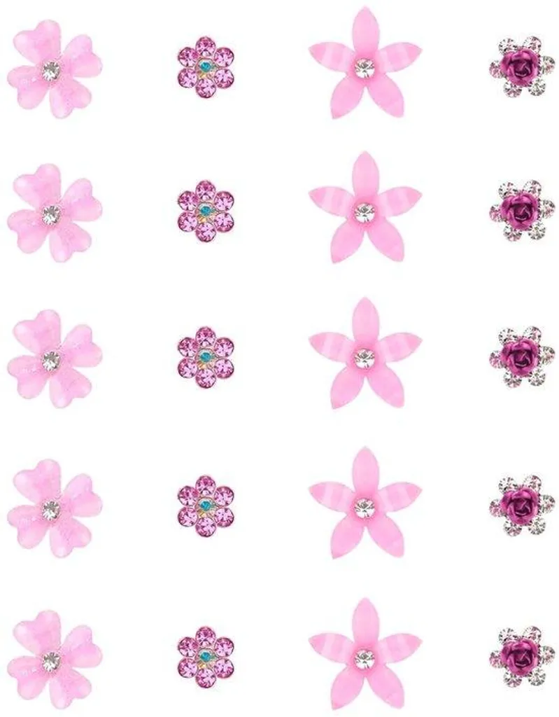 Lot de 20 petites barrettes roses à fleurs en métal et strass pour chignon