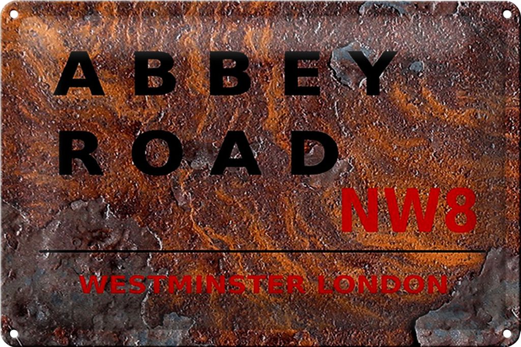 Blechschild London 30x20cm Abbey Road NW8 Rost