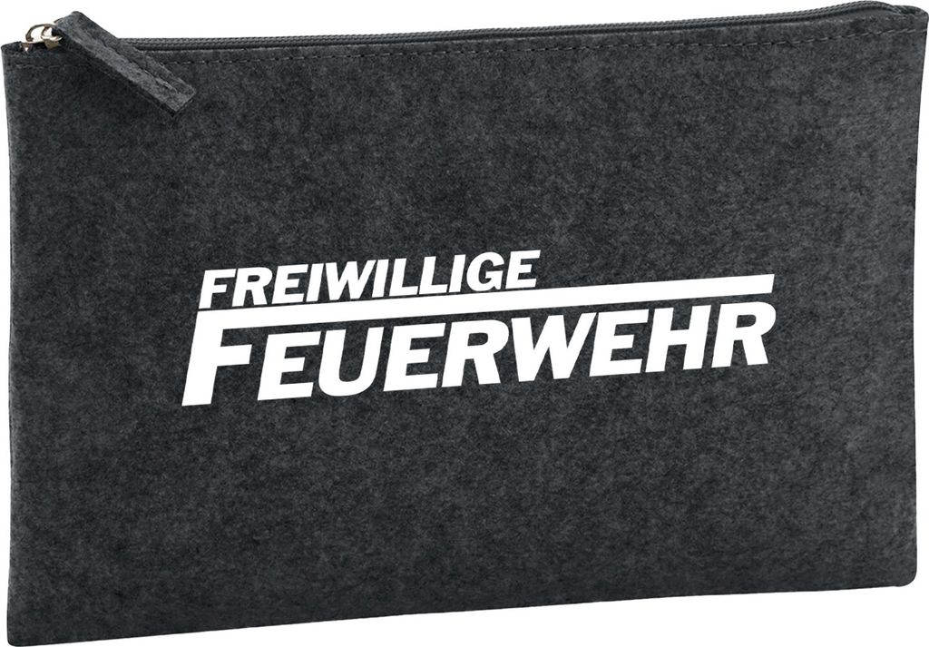 Huuraa Kulturbeutel Freiwillige Feuerwehr 1 Liter Charcoal Filz Kosmetiktasche Geschenkidee