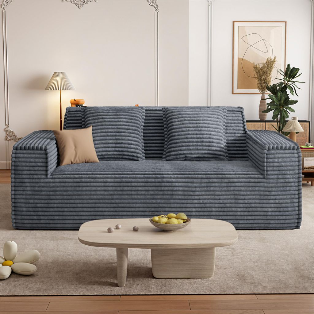 Aivermeil 2-3 Sitzer Sofa aus Cord montagefreies All-in-One Produktbild 