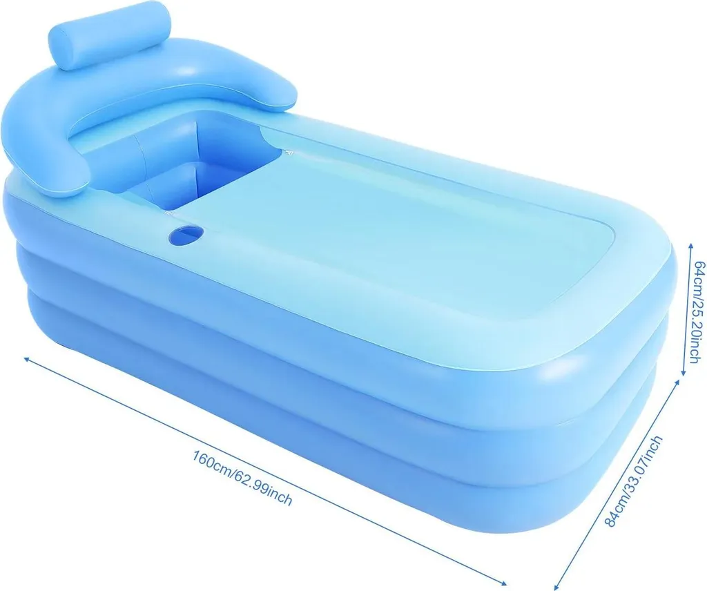 Vasca da bagno pieghevole - Vasca portatile per adulti - Tappetino idromassaggio - Fondo con cuscini d'aria - Salvaspazio - Nero