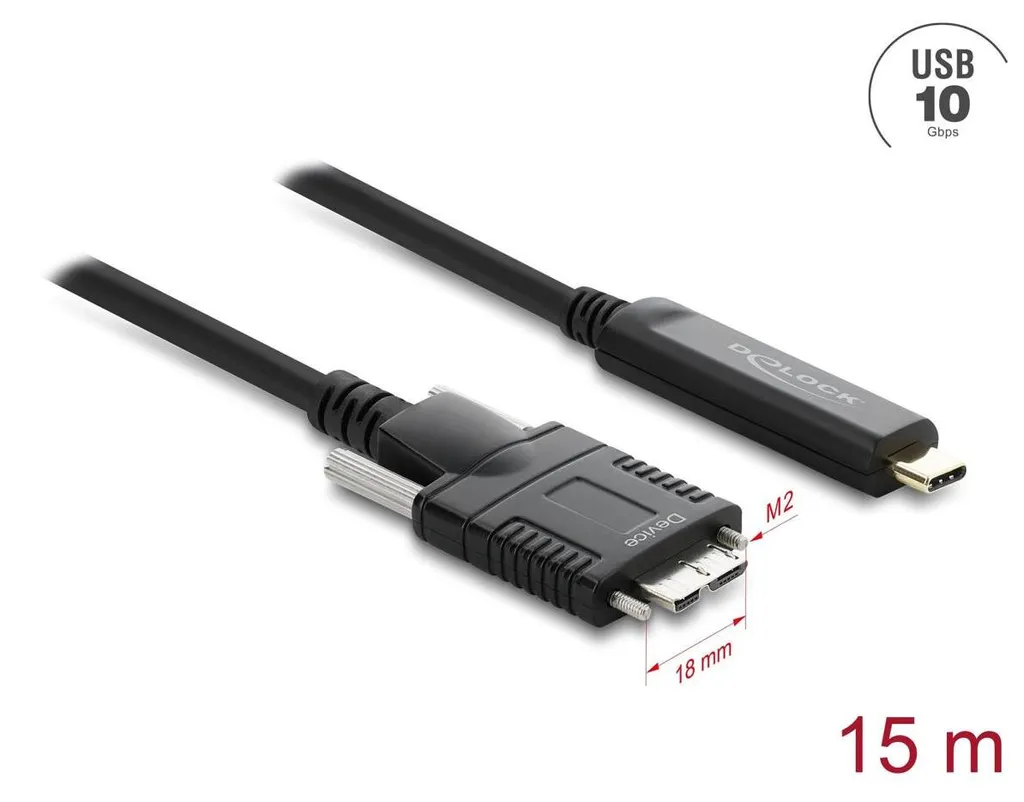 Câble USB-C vers Micro-USB 15 mètres Noir 10 Gbit/s DeLOCK 83681 Robuste