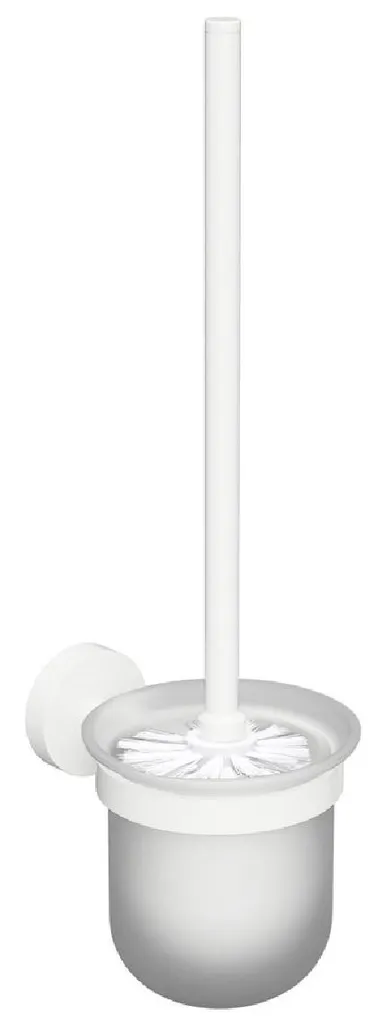 Goupillon de toilettes mural anti-corrosion en laiton blanc et verre