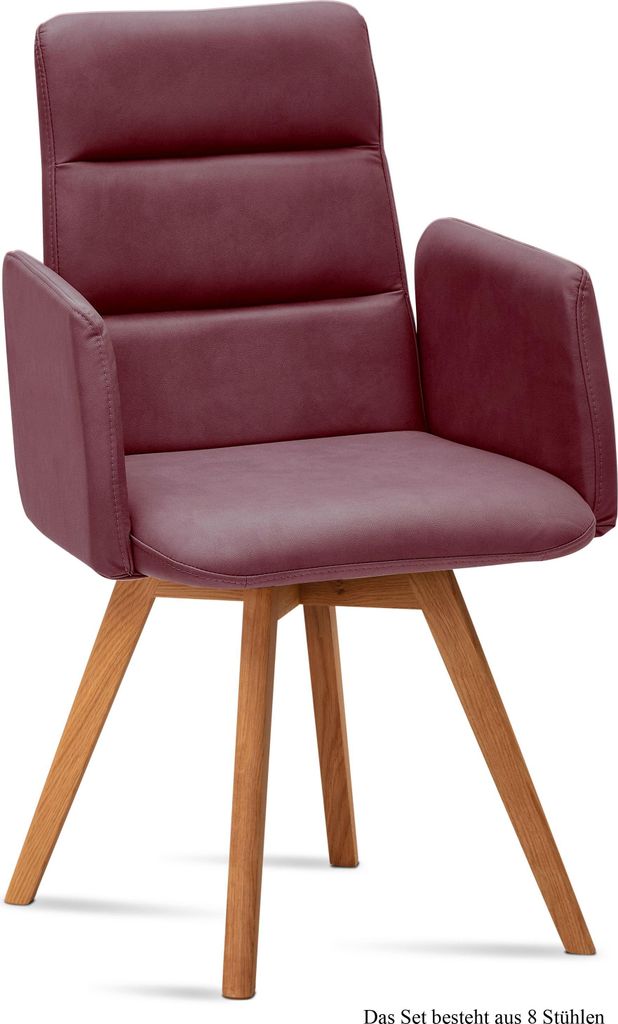 Armlehnstuhl (8er-Set) Dobka 52x92x60 Eiche geölt/Marsala