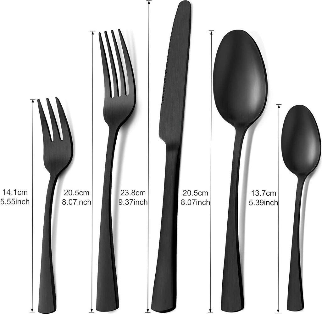 Besteck Set 30-teilig Schwarz Matt für 6 Personen