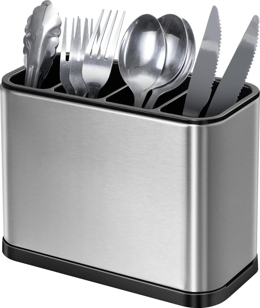 4-teiliger Besteckständer, Geschirrablage, multifunktionaler Organizer, rutschfeste Abtropfschale aus Edelstahl, rostfrei