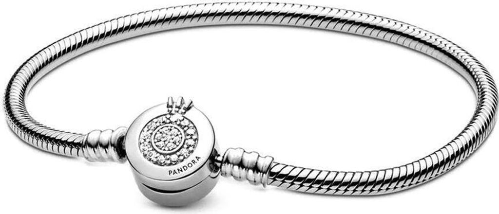 Pandora Moments, Funkelndes Crown O Schlangen-Gliederarmband 599046C01 Damenarmband, Armbandumfang:23cm