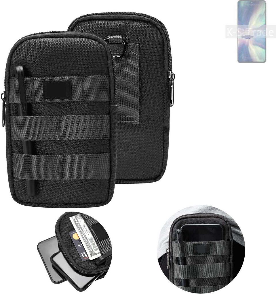 K-S-Trade Holster Gürtel Tasche kompatibel mit ZTE Axon 40 SE Handy Tasche Schutz Hülle dunkel-grau viele Fächer, 1x