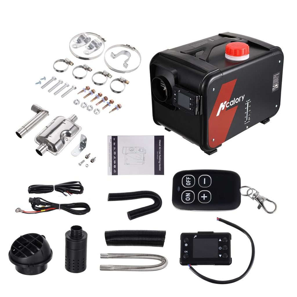 5-8KW Dieselheizung, 12V-24V-240V Diesel Luftheizung, LCD Dieselheizung mit Fernbedienung mit EU-Adapter für LKW, Wohnmobil VonHcalory (Horizontale)