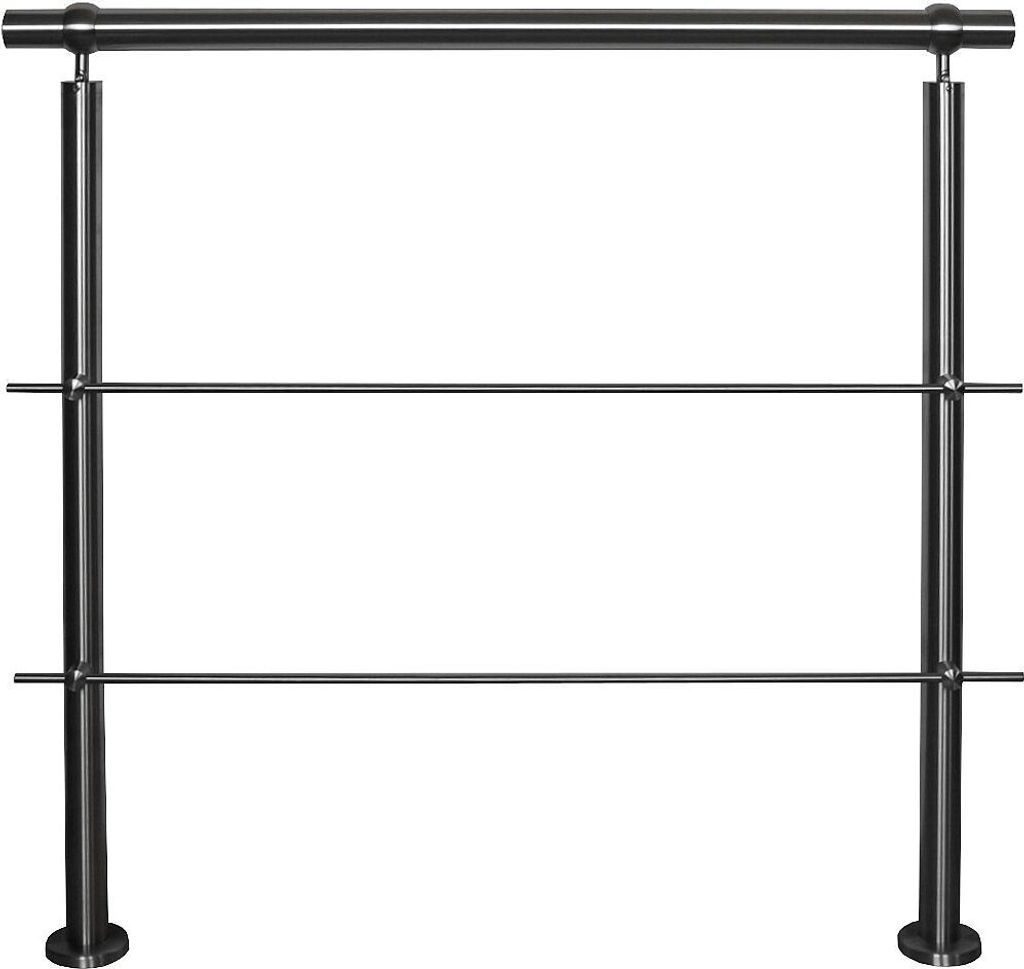 TIBU Edelstahlgeländer Aufmontage für Balkon Terrasse Treppe mit waagerechten Streben-Variante: mit 2 Streben-Länge:3,4 m inkl. 4 Pfosten