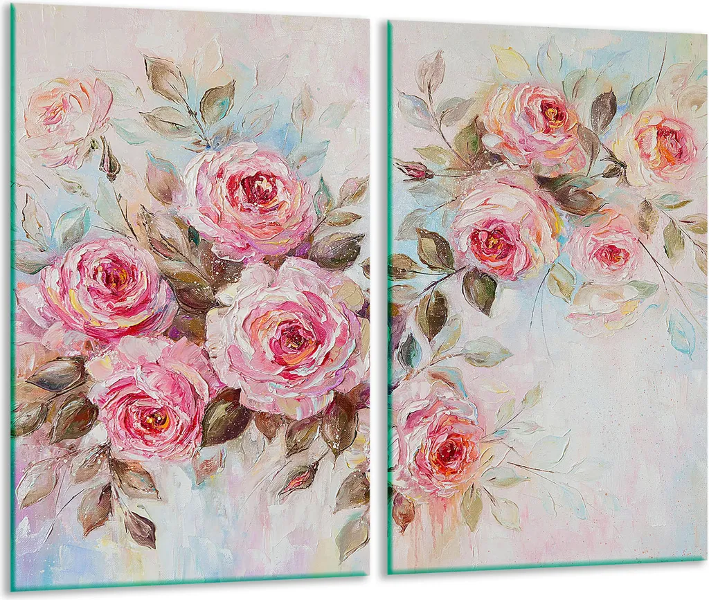 Set 2 Copri Piano Cottura Rosa 40x52 Vetro - Offerta Limitata