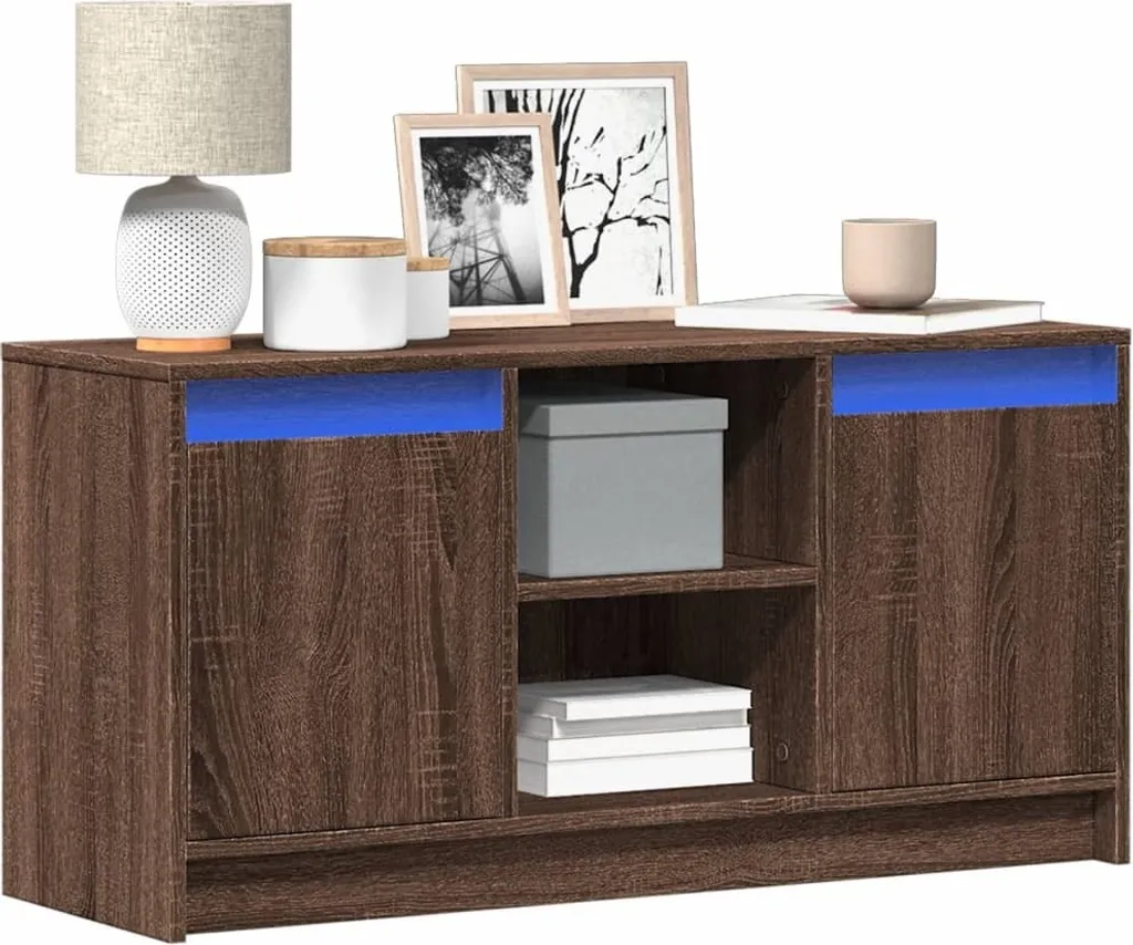 Mobile TV Maison Exclusive Rovere Marrone con LED 100x34x50 cm
