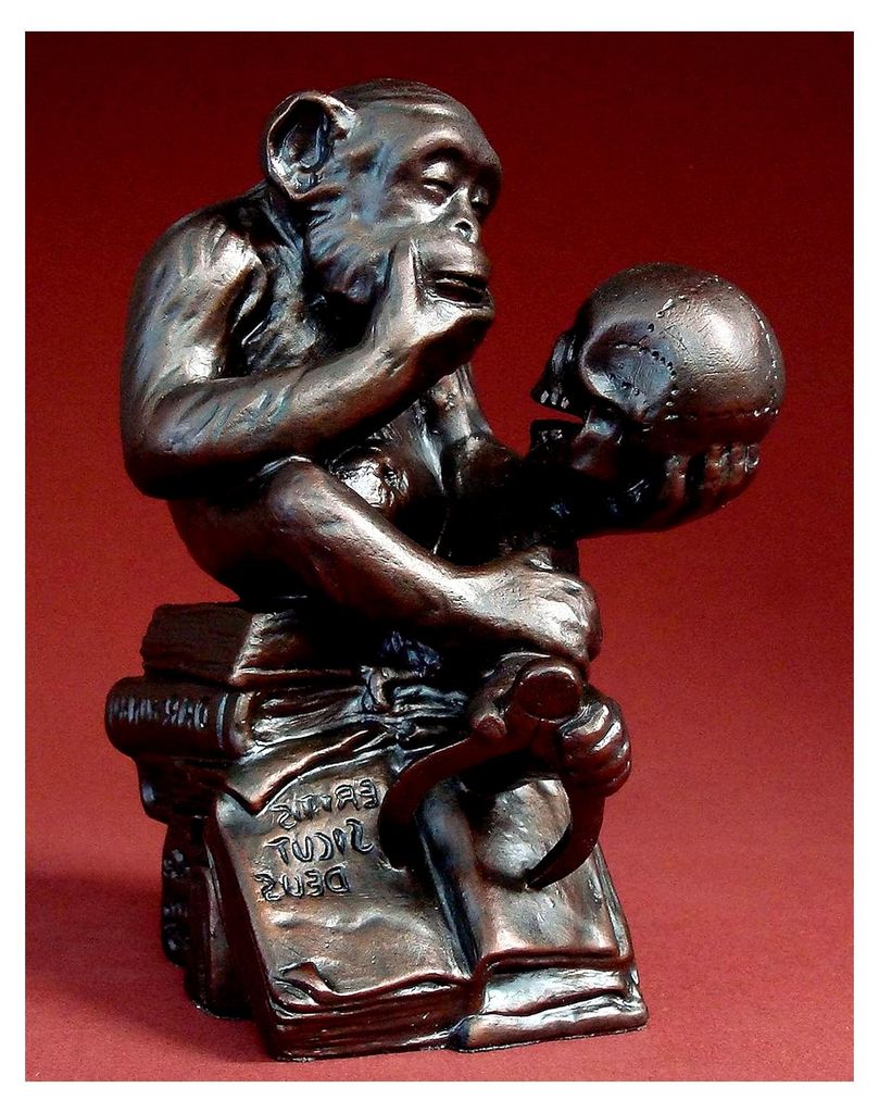 Wolfgang Hugo Rheinhold - Affe mit Schädel Skulptur Plastik Figur