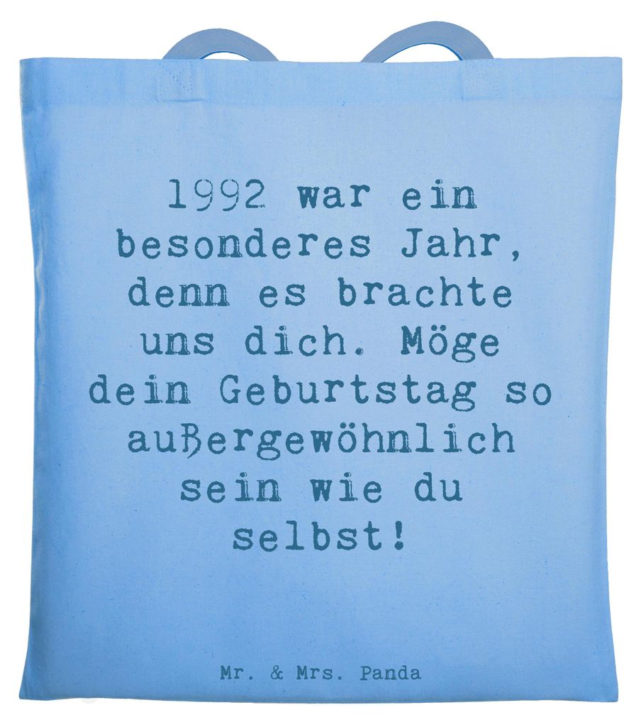 Mr. & Mrs. Panda Schultasche Spruch 1992 Geburtstag - Sky Blue - Geschenk, Jahrgang, geboren, Geburtstagsgeschenk, besonderer Tag, Beutel, Tasche, ...