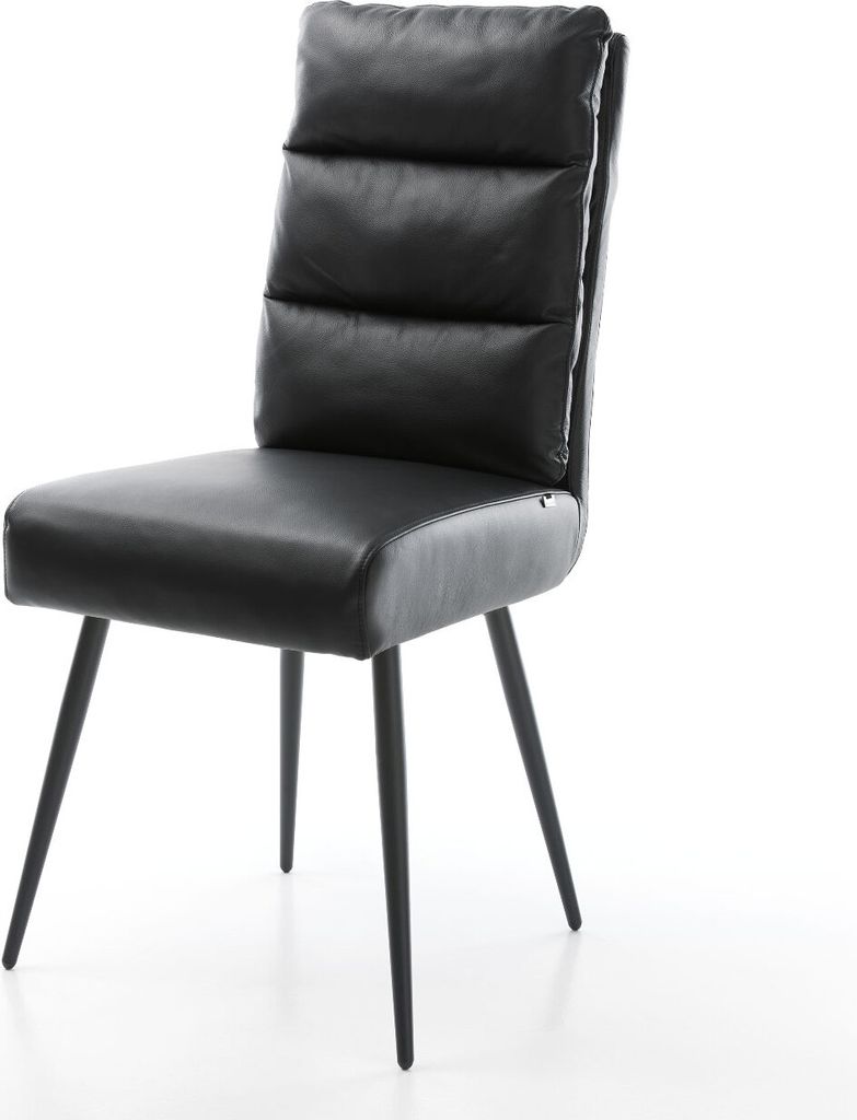 DELIFE Esszimmerstuhl Pela-Flex Echt-Leder Schwarz 4-Fuß Produktbild 
