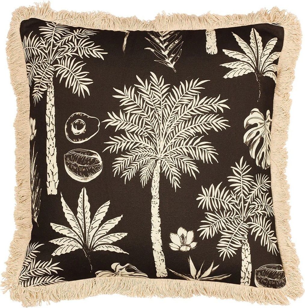 Paoletti - Palme - Kissenhülle "Colonial" Mit Fransen RV2958 (45 cm x 45 cm) (Espresso-Braun)