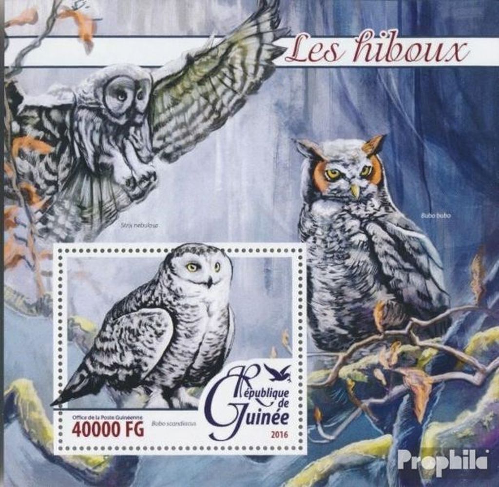 Briefmarken Guinea 2016 Mi Block 2630 (kompl. Ausgabe) postfrisch Eulen