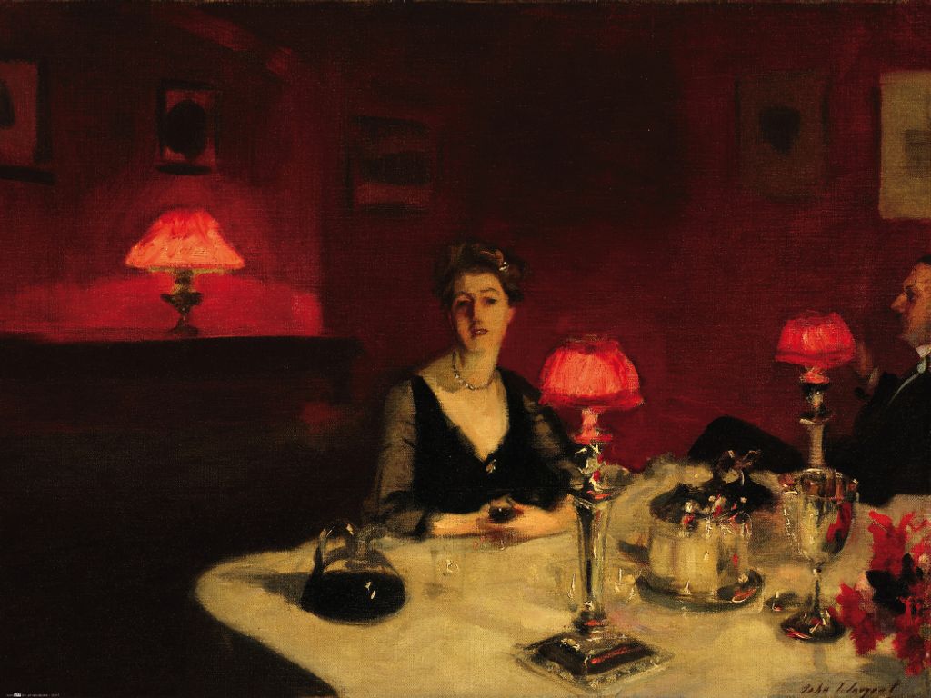 John Singer Sargent Kunstdruck Bild - Le Verre De Porto, A Dinner Table At Night, 1884 (60 x 80 cm)