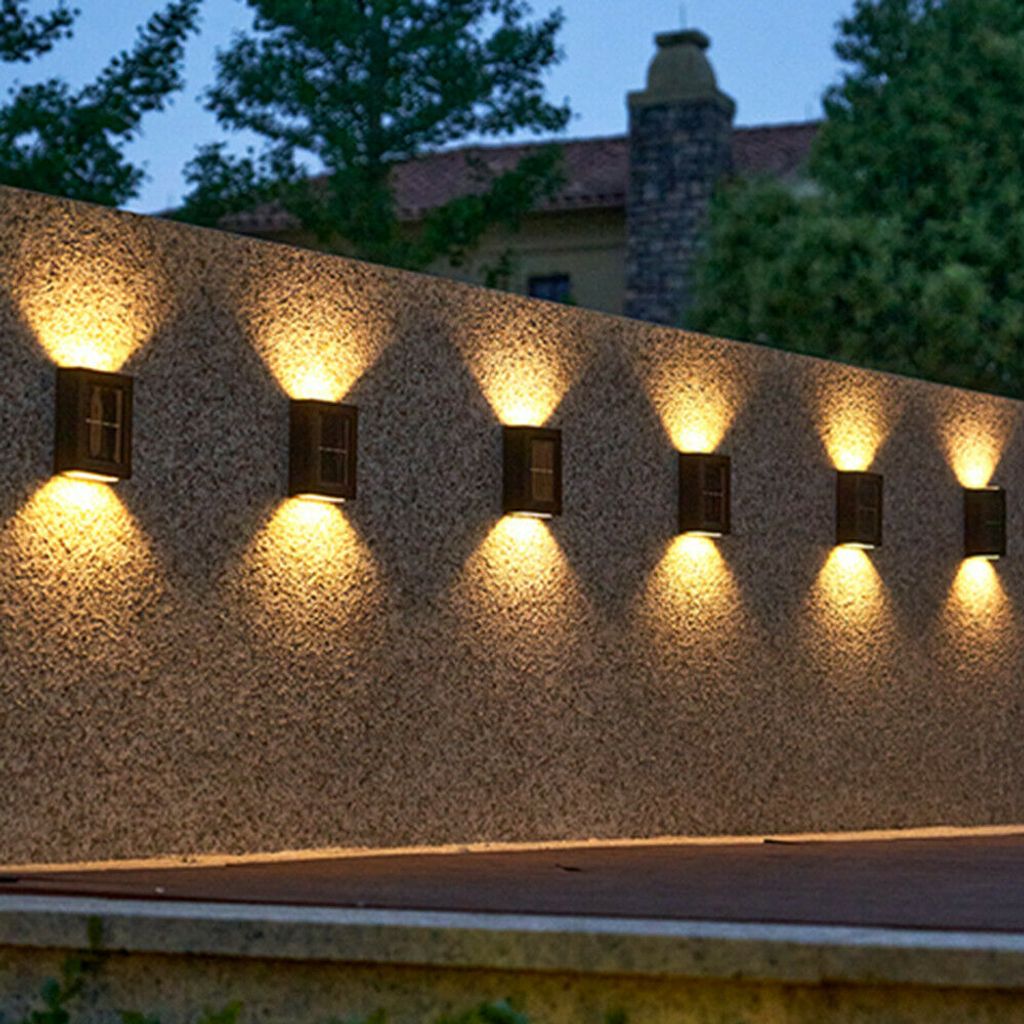 Solar LED Solarleuchten Wandlampen Zaunleuchte Gartenleuchte Außen Treppen Lampe 